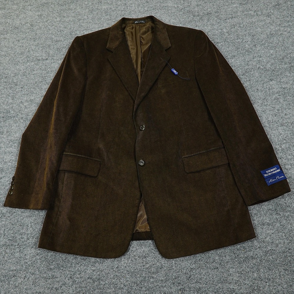 Alan Flusser Blazer Mens 44L Brown Plush Corduroy Cotton Two Button Jacket